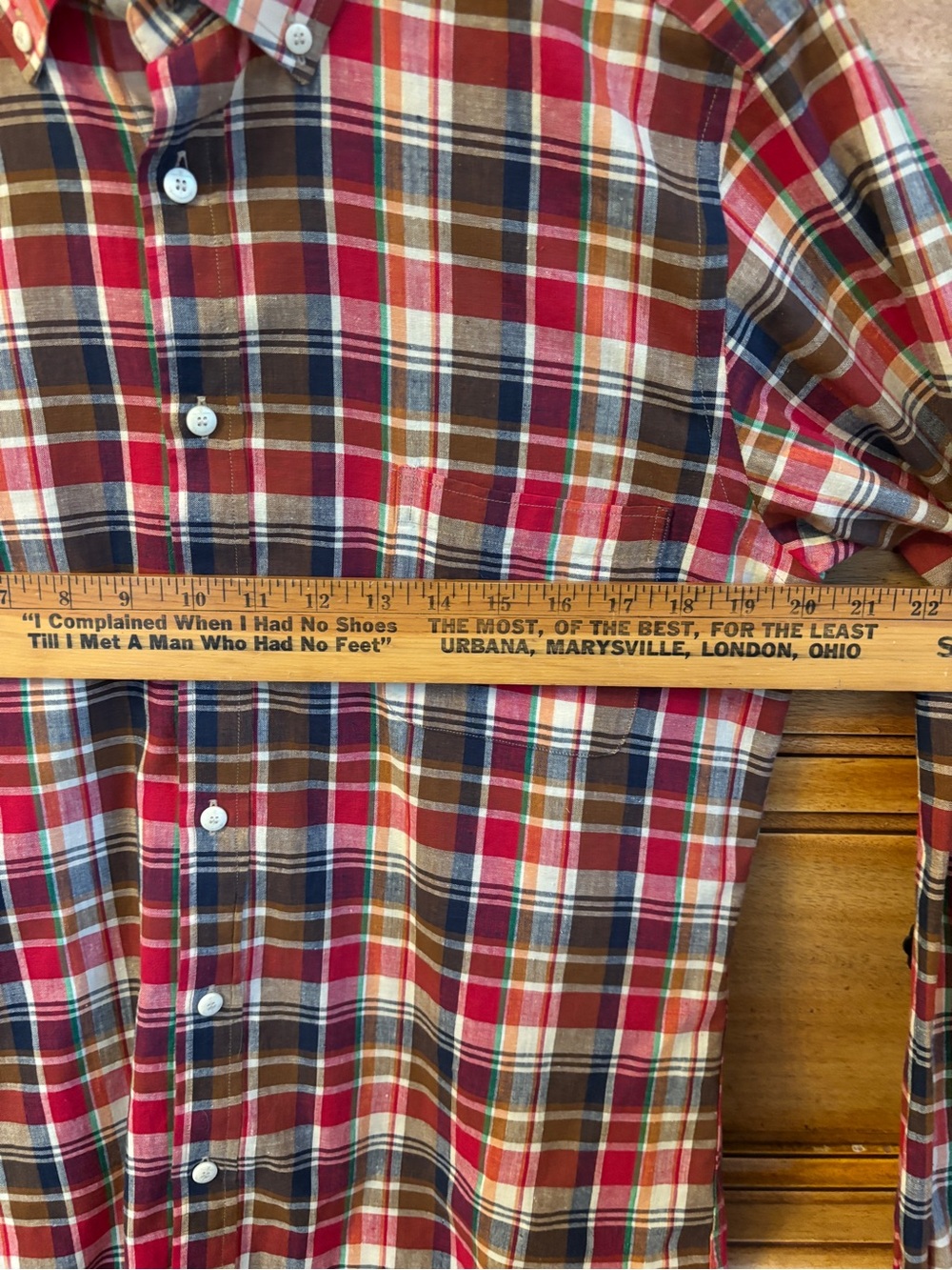 Kiel James Patrick Lightweight Red Plaid Button-Down Shirt, Men’s large - Picture 7 of 8